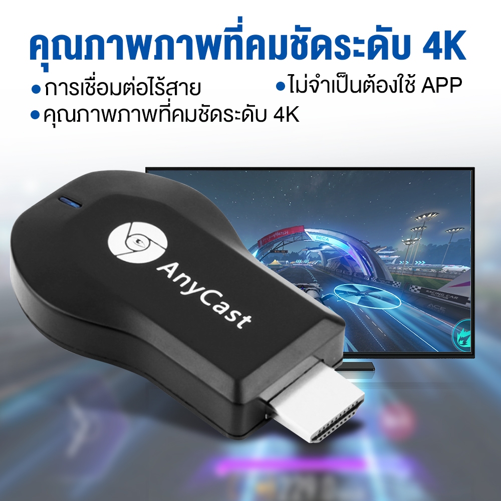 อุปกรณ์แชร์หน้าจอไร้สาย HDMI 1080P เสียบแล้วใช้ได้ ไม่ต้องติดตั้งแอป มีเสาอากาศภายนอก รองรับ Android / iPhone / iPad / P