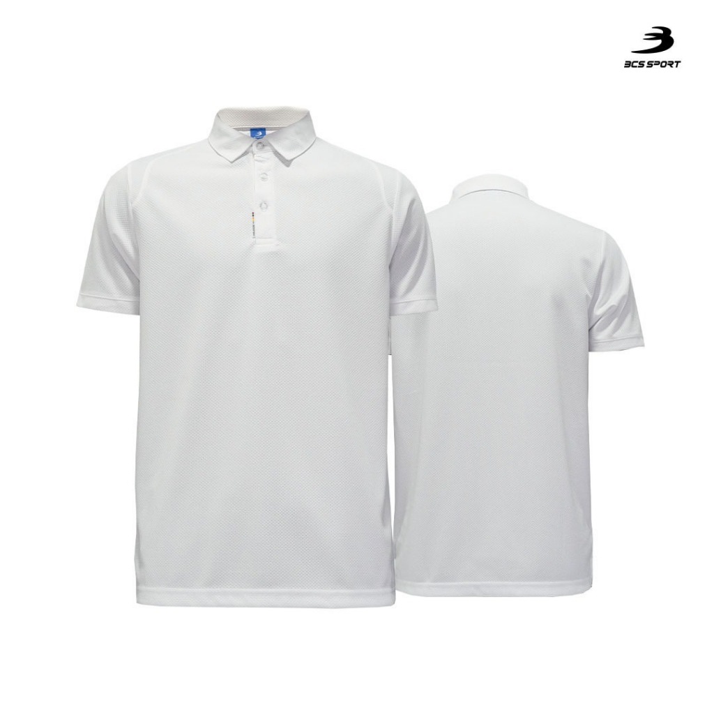 P007 เสื้อโปโลสีขาว เนื้อผ้าไมโครรวงผึ้ง ผืวสัมผัสนุ่มสบาย ไม่สากผิว