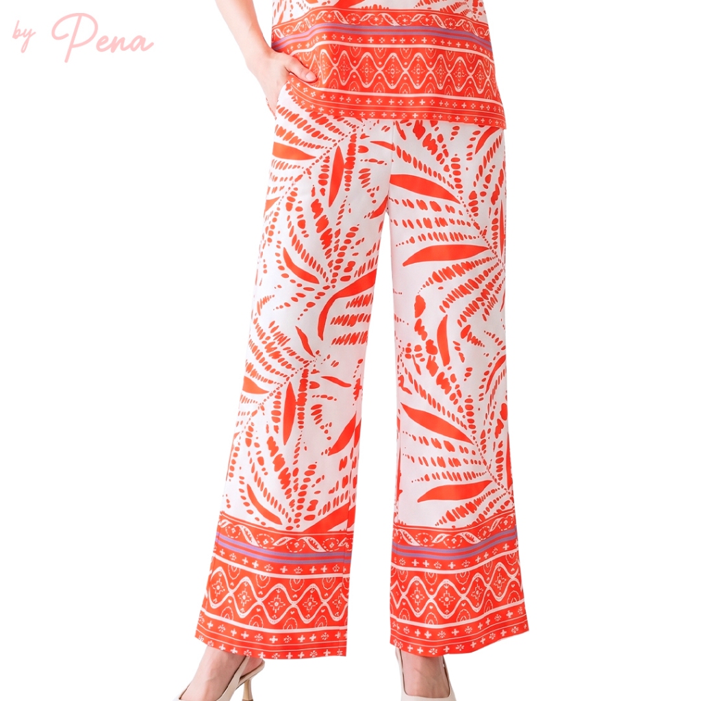 By Pena กางเกงลำลองขากระบอกใหญ่ พิมพ์ลาย Tropical & bohemian Vibes BPPL042601
