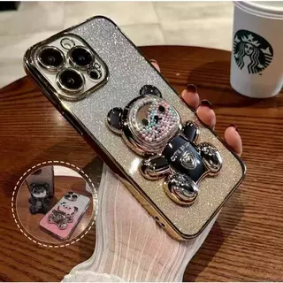 เคสโทรศัพท์ สำหรับ Vivo V70 V70FE Y05 Y11D Y21D Y31 2025 Y05 Y04 Y04S Y29S Y15S Y01 หมี LOVE กริตเตอร์ เคส ตั้งได้ Z1