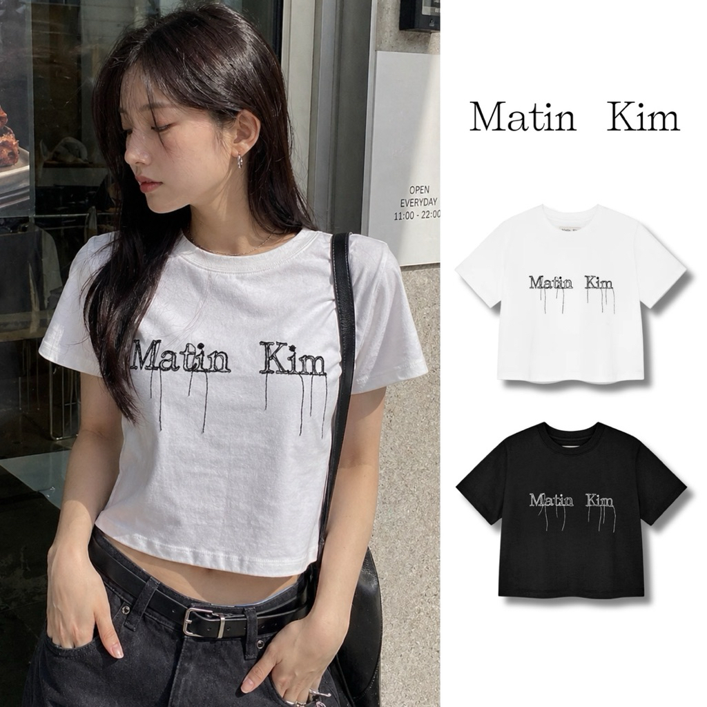 พร้อมส่ง /  เสื้อครอป ❤️💯❤️ MATIN KIM - LOGO THREAD POINT ส่งสินค้าทุกวัน ส่งเร็ว