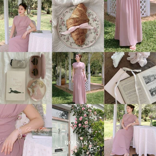 BOOSARA : Ronoa dress ชุดเดรสกระโปรงแขนกุดผ้าพริ้ว (มีซับใน)ใส่ออกงานได้หรือจะใส่ Summer ก็น่ารัก - BSR C.
