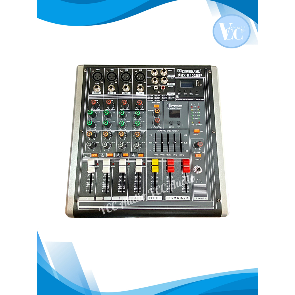 PROEUROTECH PMX-M402 DSP เพาเวอร์มิกเซอร์ 150Wx2 เพาเวอร์มิกเซอร์ 4 แชนแนล Effects USB Bluetooth