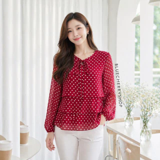 เสื้อชีฟองเนื้อทราย มีซับใน ขนมชั้น สวยหมือนสั่งตัด มีไซส์รอบอก38-46 นิ้ว Brand Bluecherry แบรนด์คนไทย