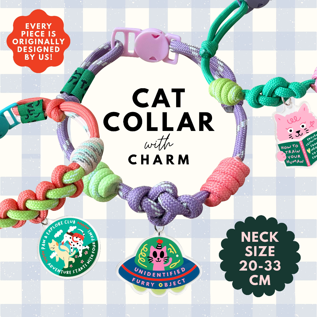 Cat collar with charms ปลอกคอแมวนิรภัยพร้อมจี้ตกแต่ง แบรนด์​ Everyday Paws by TA.THA.TA