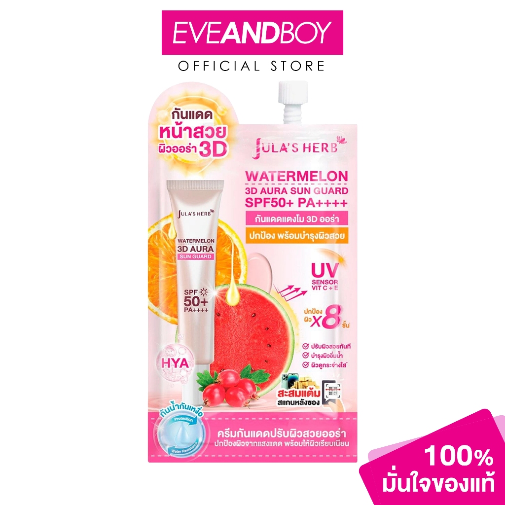 JULA'S HERB - Watermelon 3D Aura Sun Guard SPF50+ PA++++ (7g.) จุฬาเฮิร์บ กันแดดแตงโม