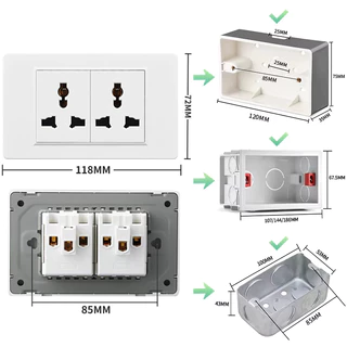 เต้ารับคู่มีกราวด์ ปลั๊กกราวด์คู่ หัวปลั๊กไฟ Universal Wall Plug Socket ปลั๊กไฟติดผนัง เต้าเสียบปลั๊กไฟ เต้ารับสากล