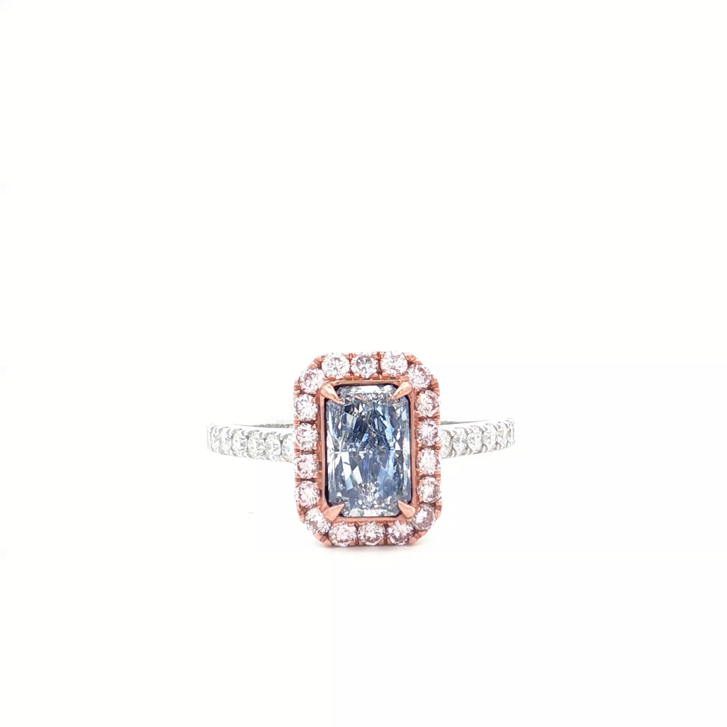 1.20 Carat Fancy Blue SI Clarity Diamond Ring