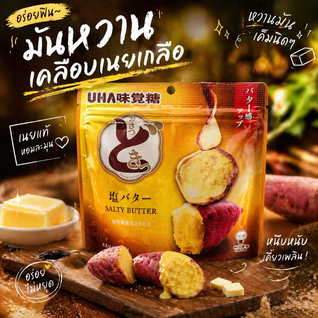 ✅ พร้อมส่ง ✅ มันหวานอบกรอบ แผ่นบางๆ เคลือบด้วยผงเนยหวานๆเค็มๆ