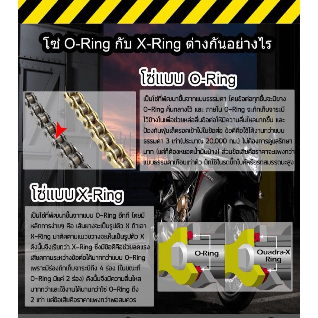 ถูกที่สุด โซ่ RK เบอร์ 520 KRO O-Ring และ KRX X-Ring 120ข้อ โซ่520 โซ่oring โซ่Rk โซ่มอเตอร์ไซค์บิ๊ก