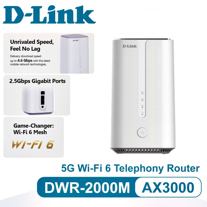 ⚡️เร้าเตอร์ใส่ซิม 5G⚡️D-LINK (DWR-2000M) 5G AX3000 Wi-Fi 6 Telephony Router Wireless
