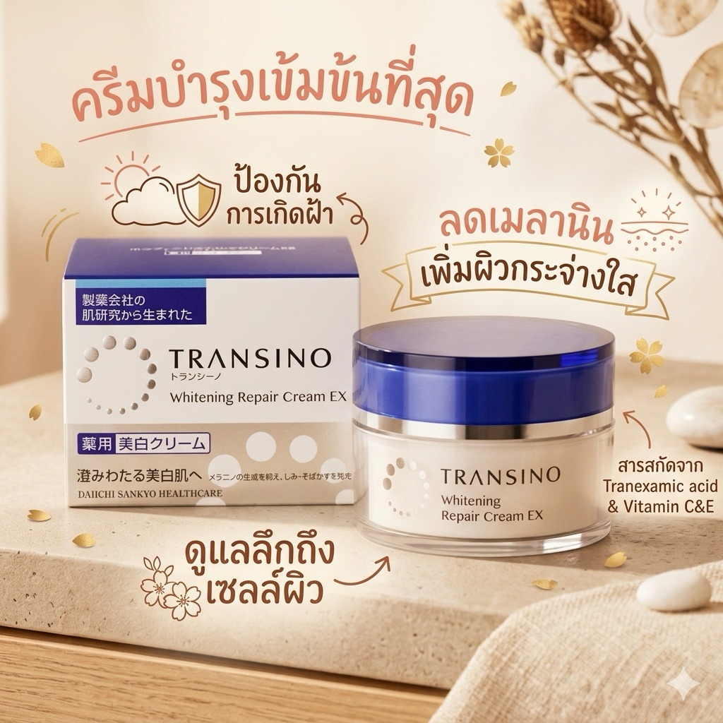 ‼️ของแท้จากญี่ปุ่น‼️Transino Whitening Repair Cream EX เป็นครีมลดฝ้ากระที่ได้รับรับรางวัลการันตรีมากมาย