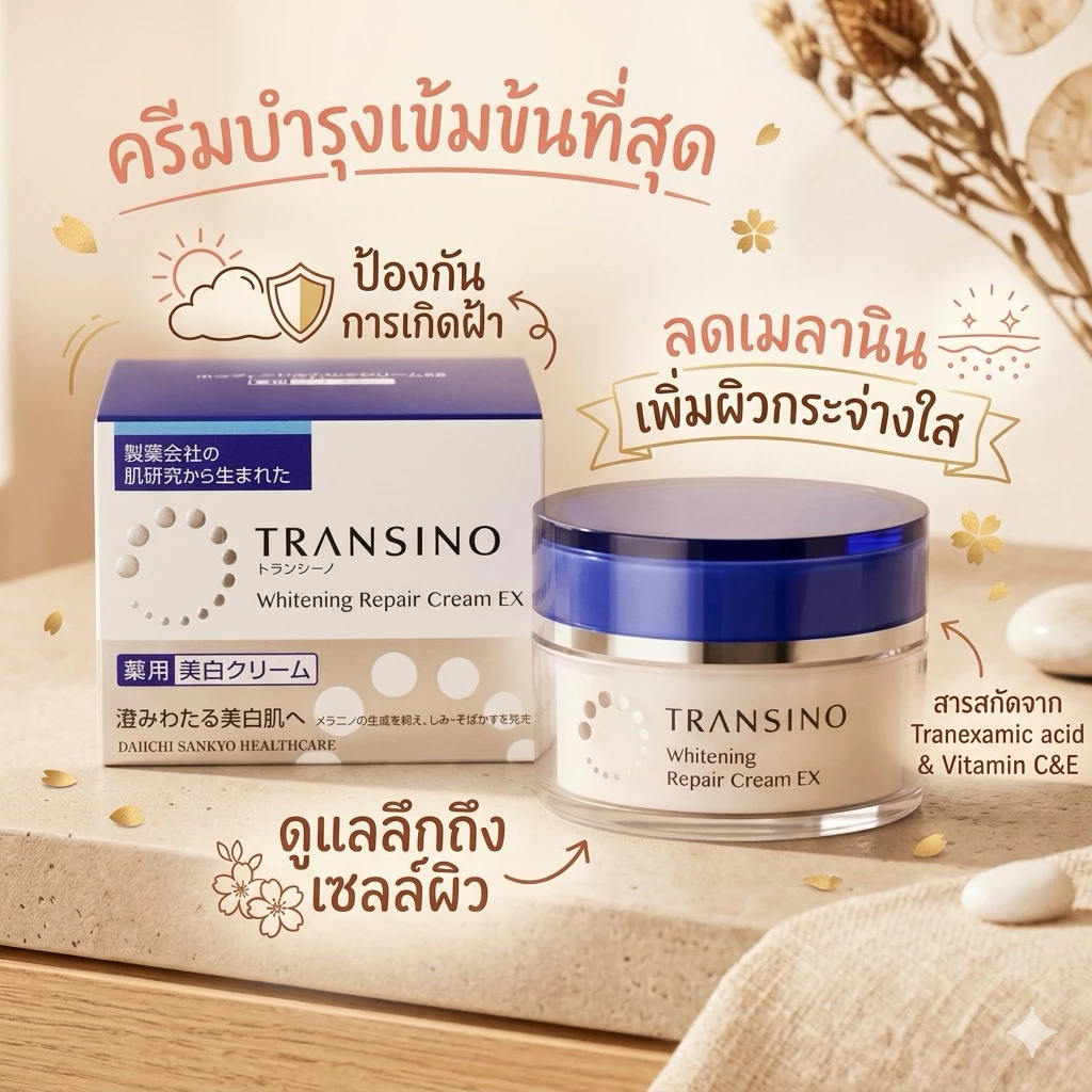 ‼️ของแท้จากญี่ปุ่น‼️Transino Whitening Repair Cream EX เป็นครีมลดฝ้ากระที่ได้รับรับรางวัลการันตรีมากมาย