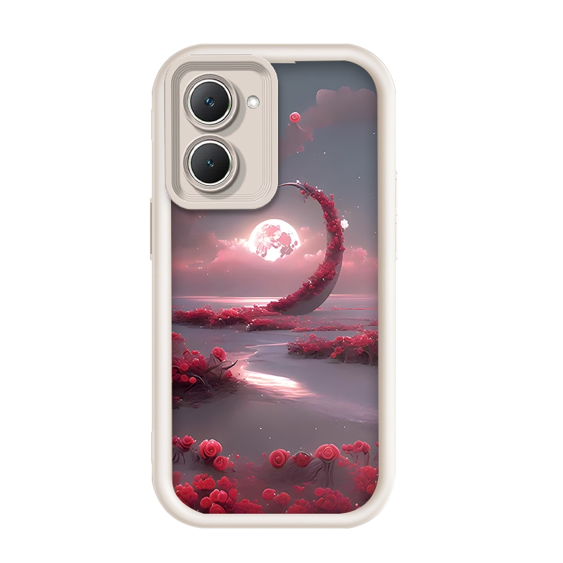 เข้ากันได้ Vivo Y28s/Vivo Y28e,โรแมนติก Rose Crescent Moon Dreamy Night Sky โทรศัพท์กรณี