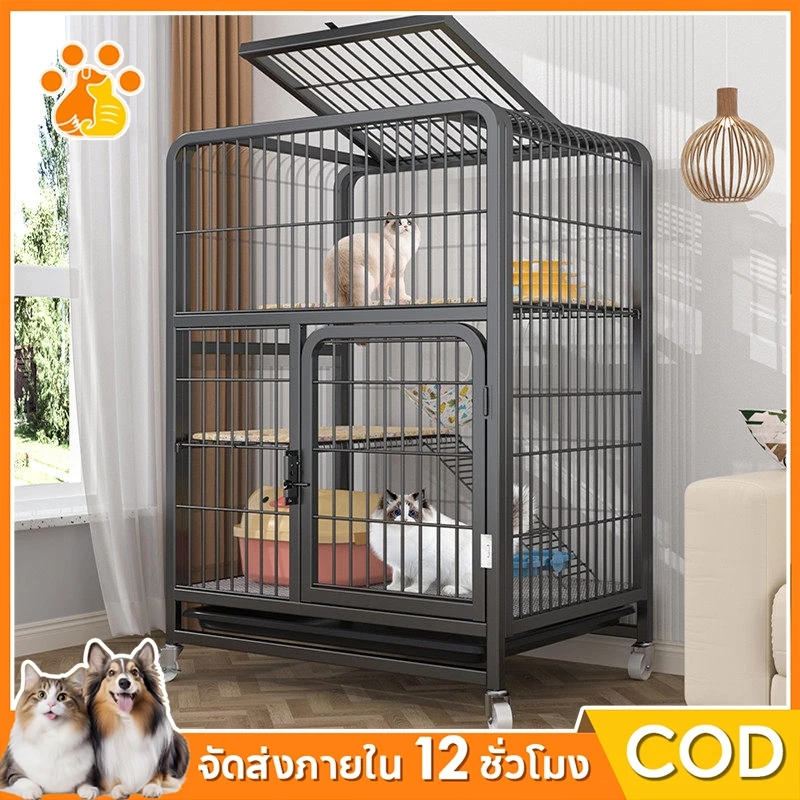 🐾กรงแมว คอกแมว 2-4ชั้น ชั้นเน้นล้อ กรงแมวขนาดใหญ่มีชั้นลอยพร้อม กรงแมววิลล่าแมว กรง กรงขังแมว