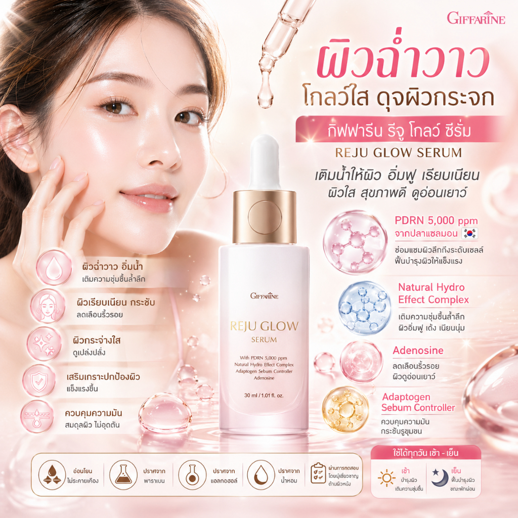 รีจูโกลว์ ซีรั่ม กิฟฟารีน ซีรั่มบำรุงผิวหน้า ผิวฉ่ำวาว ผิวกระจก ผิวอิ่มฟู 30 มล.