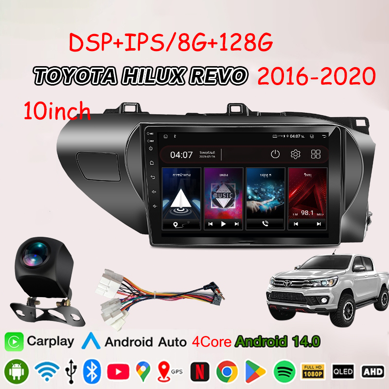จอแอนดรอยด์ตรงรุ่น TOYOTA HILUX REVO 2016-2020 จอ 10 นิ้ว รองรับ GPS 4G Apple CarPlay กล้อง AHD