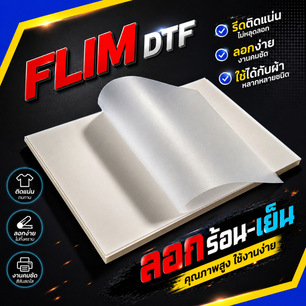 ฟิล์มทรานเฟอร์ DTF ลอกร้อน-ลอกเย็น ขนาด A3/A4 สำหรับงานสกรีน ลอกง่าย แพ็คไม่งอ ไม่ม้วน [BKstock]​