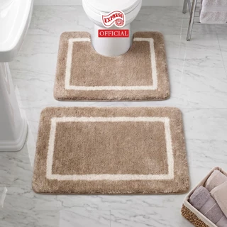 EXPRESS CARPET พรมห้องน้ำ2ชิ้น พร้อมส่ง 45x70cm+ตัวU50x60cm พรมเช็ดเท้ามีกันลื่น ซักได้ แห้งไว