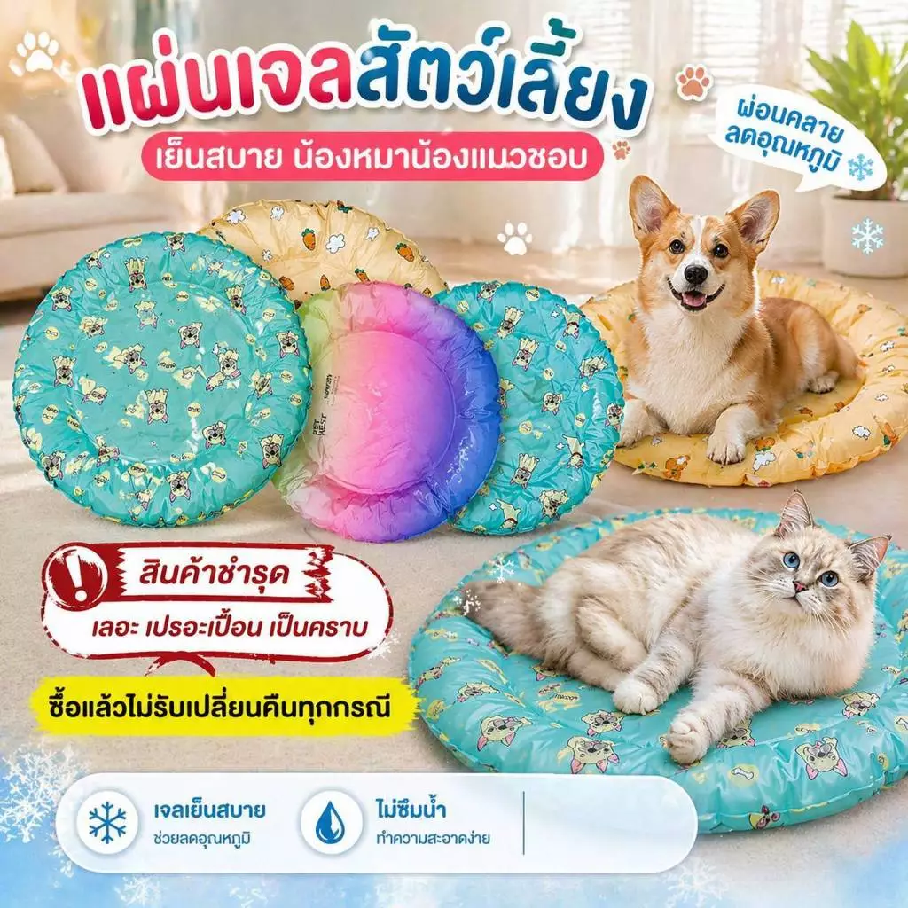 Boqi  Pet Cool mat   เย็นสบาย แผ่นเจลเย็น ที่นอนเย็น แผ่นทำความเย็น สินค้าเลอะ เปอะเปื่อน SALE 1010 thumbnail 4
