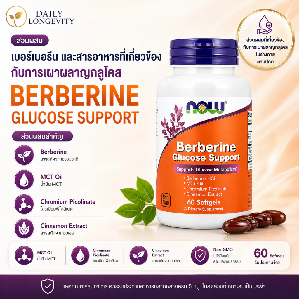 (พร้อมส่ง) NOW Foods, Berberine iGlucose Support, 60 Softgels or 90 Softgels