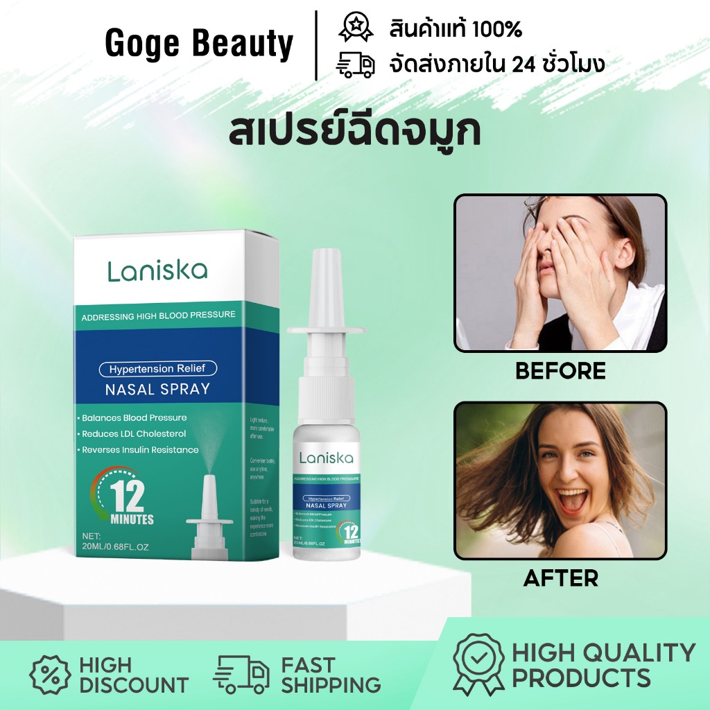Laniska สเปรย์ฉีดจมูก Nasal Spray ล้างจมูกทุกวัน ภูมิแพ้ คัดจมูก หายใจไม่ออก บรรเทาอาการคัดจมูก 20ml