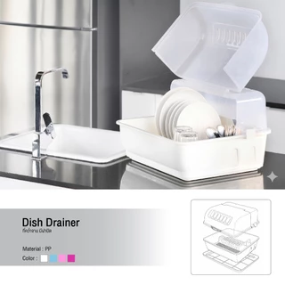 ที่คว่ำจานทรงโค้งมน มีฝาปิด Dish drainer ขนาดใหญ่ มีฐานรองน้ำ ทรงโค้งมน รุ่น 909 (มีหลายสีให้เลือก)