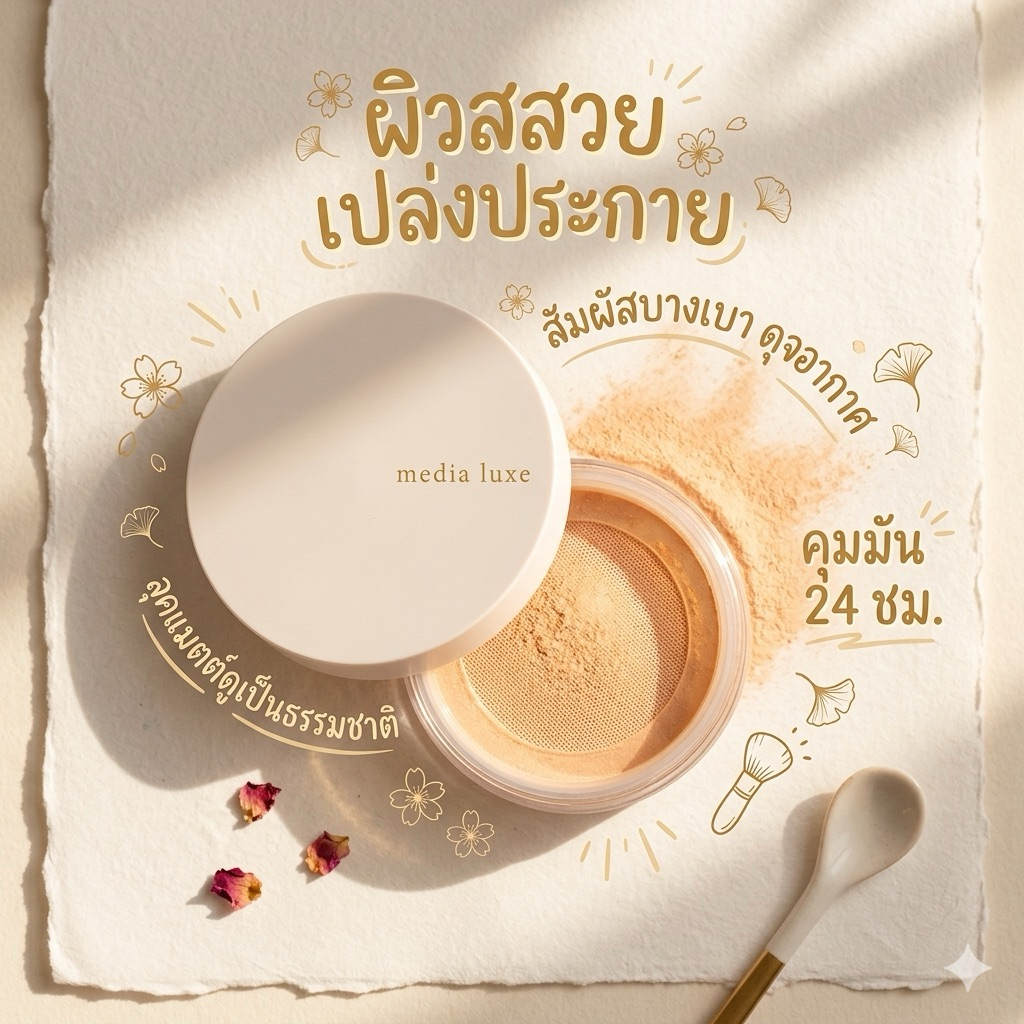 ‼️ของแท้จากญี่ปุ่น‼️Kanebo ออกมาใหม่พรีเมี่ยมกว่าเดิม Media Luxe Face Powder เพิ่มความกระจ่างใส ผิวล
