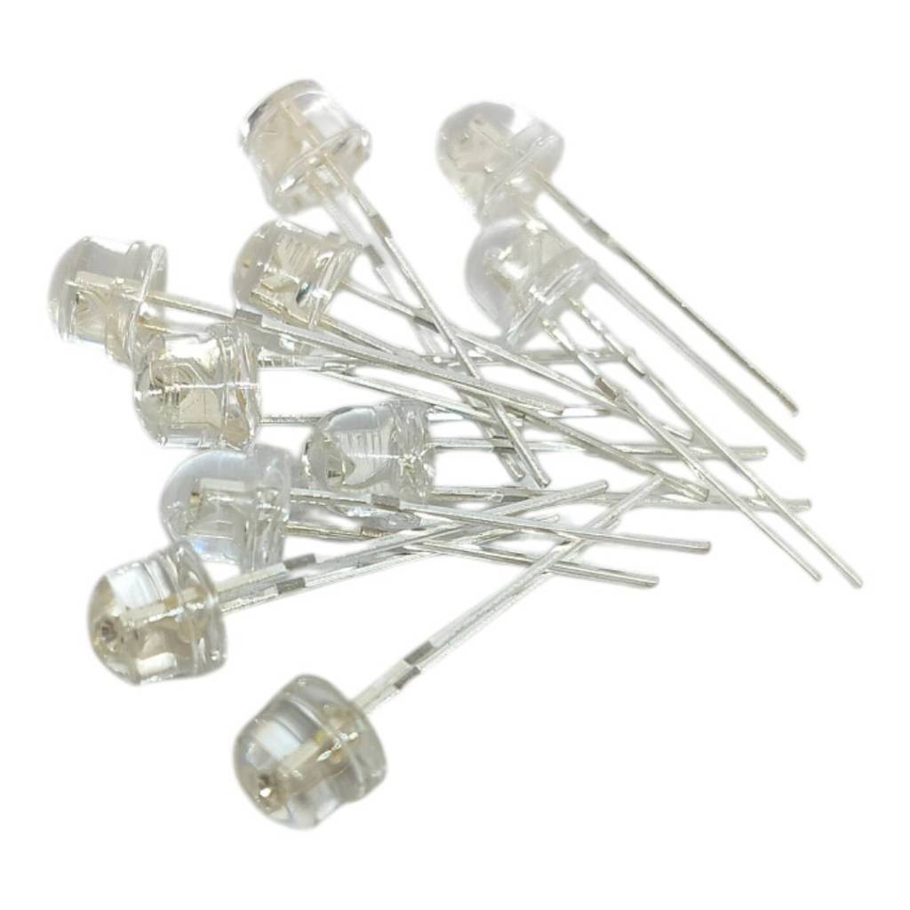 10ชิ้น ไดโอดเปล่งแสง 5 mm สีเขียว ขาว เหลือง น้ำเงิน แดง ledทำป้ายไฟ