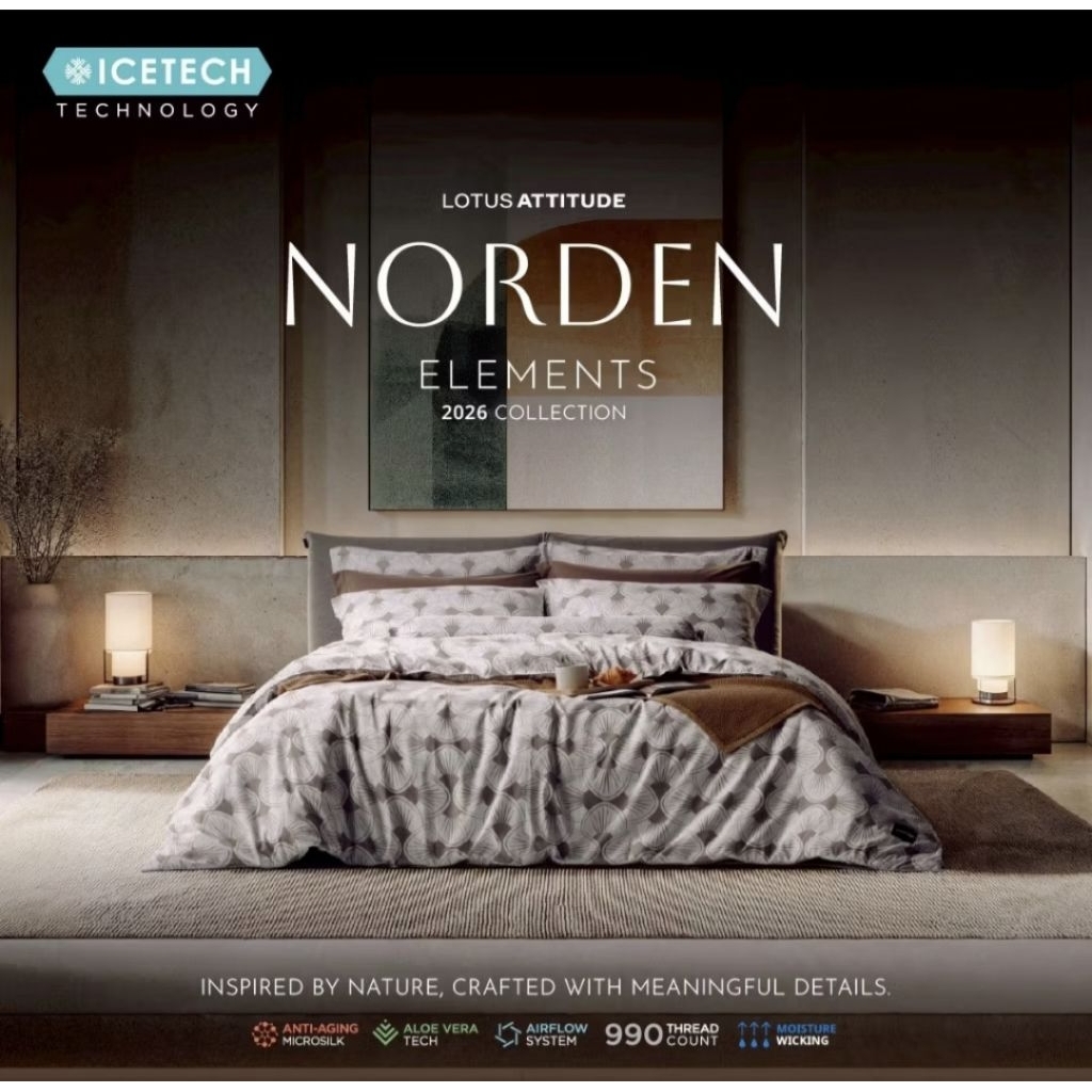 LOTUS ATTITUDE รุ่น NORDEN ELEMENTS 2026 ชุดผ้าปู (ไม่รวมผ้านวม) นวัตกรรม ICETECH Technology ทุกสัมผัสเย็นยิ่งขึ้น