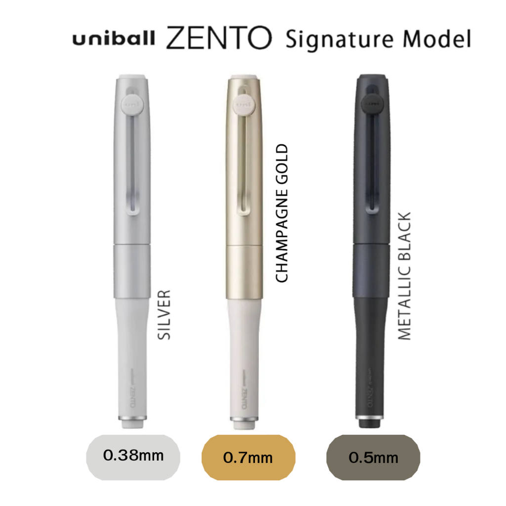 Uniball ZENTO Signature มิตซูบิชิ เพนซิล ยูนิบอล เซ็นท์ ปากกาลูกลื่น สีเงิน รุ่น UBR-Z-38