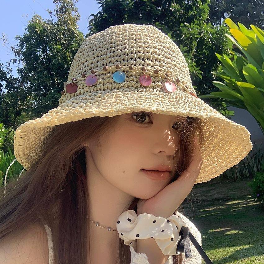 หมวกสานถักบักเก็ตน่ารักๆใส่สบายไม่หนักหัว พร้อมส่งด่วน N0023