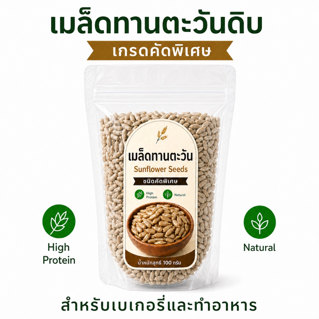 เมล็ดทานตะวันดิบ คัดพิเศษ Sunflower Seeds 100g | โปรตีนสูง อุดมวิตามิน E | ธรรมชาติ 100% สำหรับเบเกอรี่ สลัด และทำอาหาร