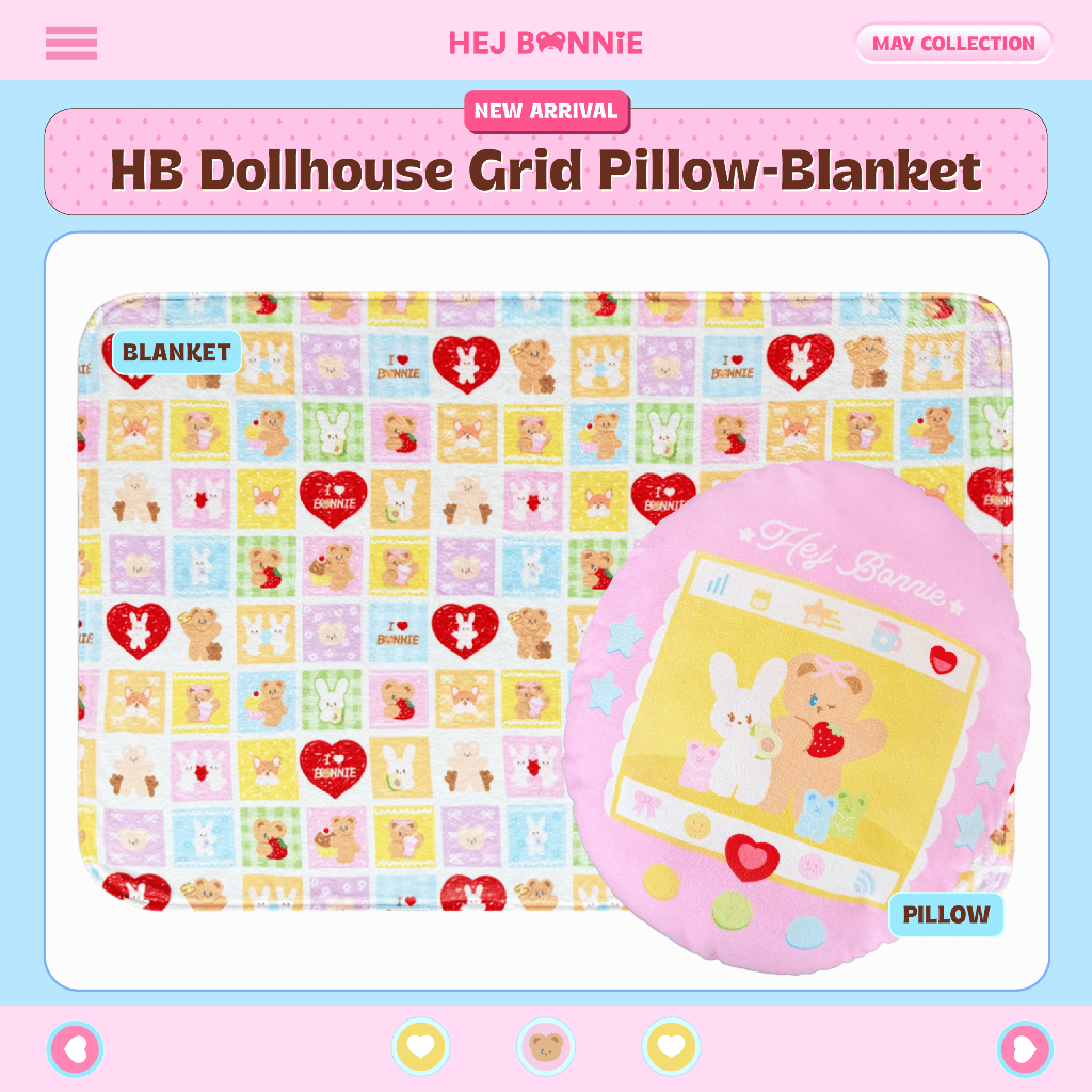 HB Dollhouse Grid Pillow-Blanket l Hej Bonnie Official