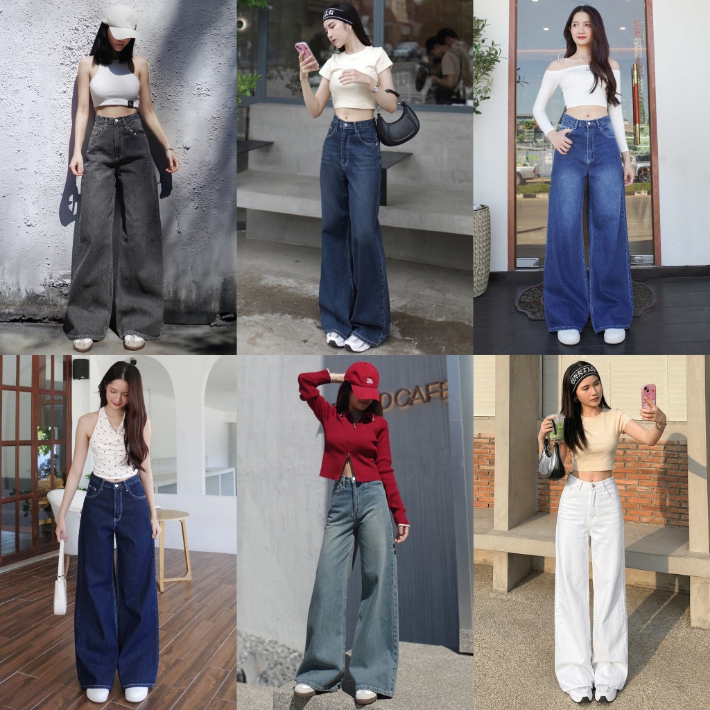 กางเกงยีนส์ขากระบอกใหญ่ เอวสูง รุ่น biggy jeans