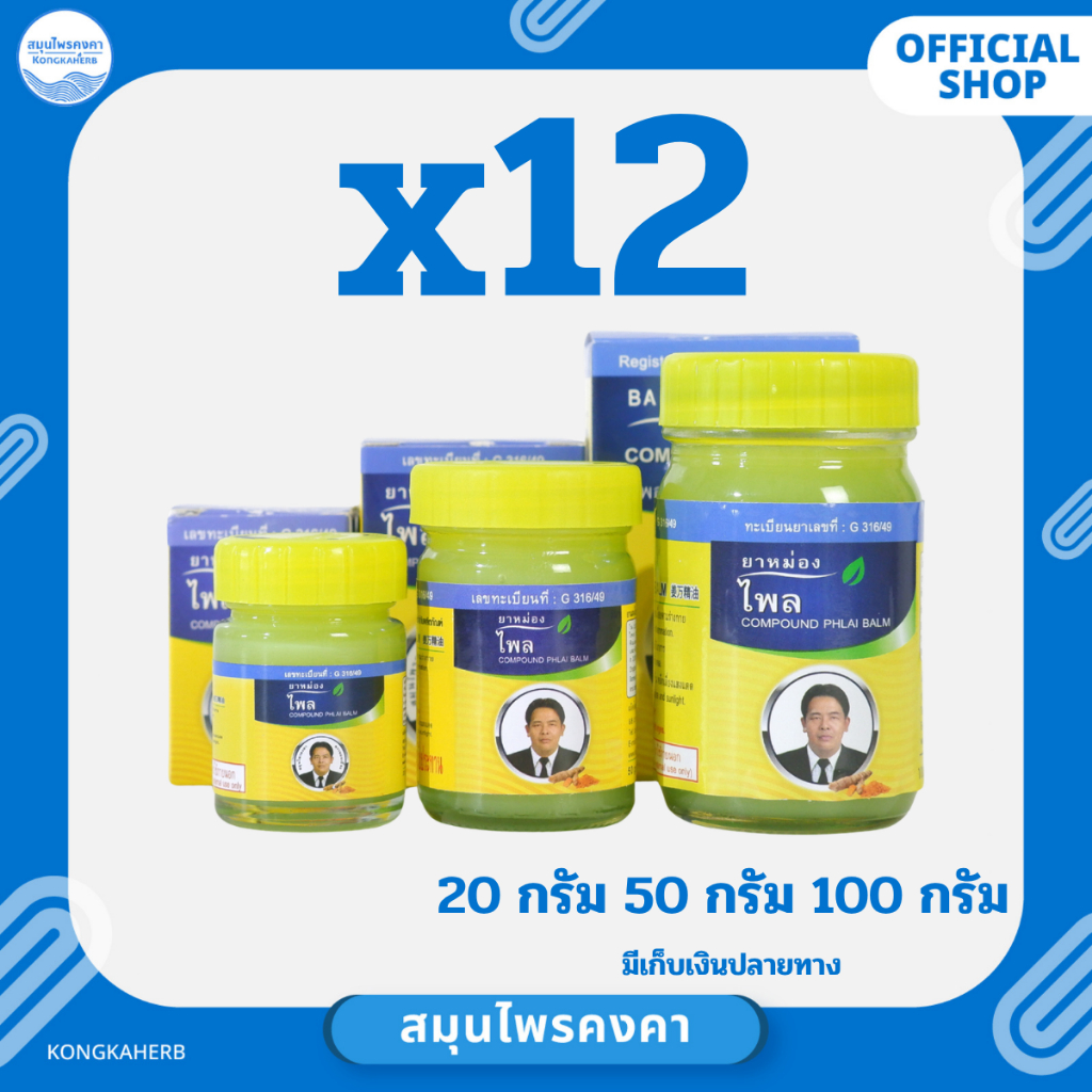 ยาหม่องไพล สมุนไพรคงคา ตราหมอเอี้ยง (1 โหล)