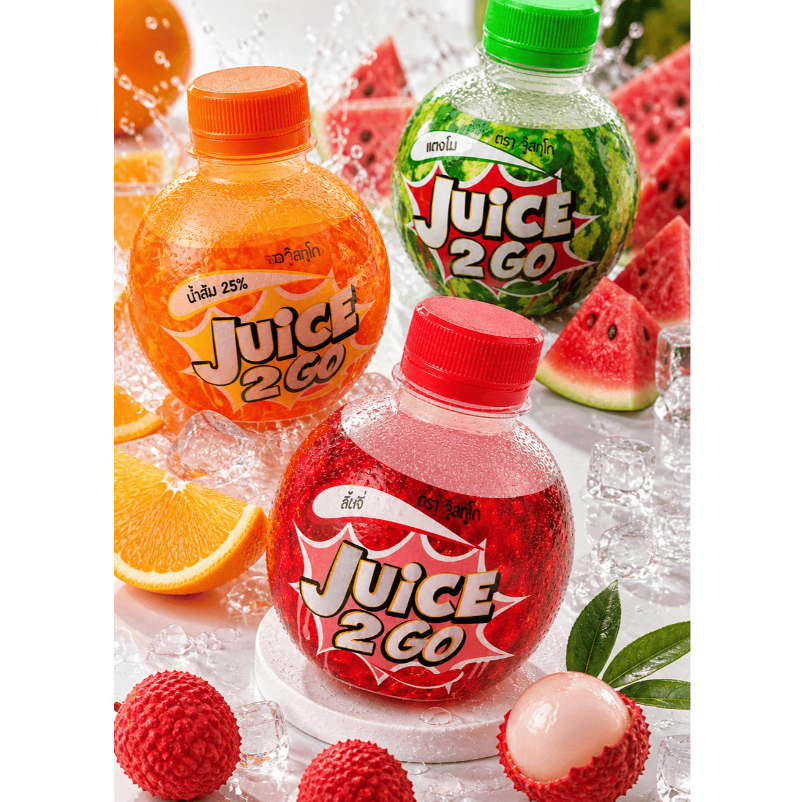 [ 1 ลัง 48 ขวด ] Juice2go น้ำผลไม้ ส้ม และ แตงโม สินค้าพร้อมส่ง
