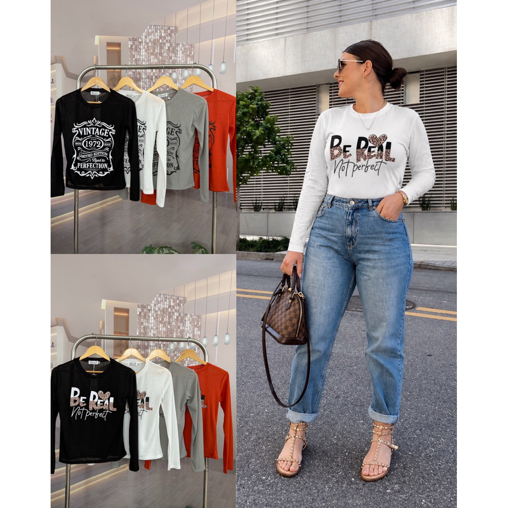 A229 BunnyFashion เสื้อสลาฟแขนยาว ผ้าบาง มี2 ไซส์