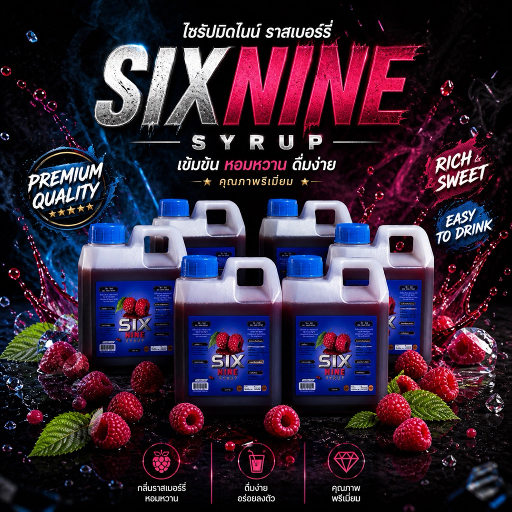 Sixnine syrup ซิกไนน์ แกลอน1ลิตร เทา/แดง
