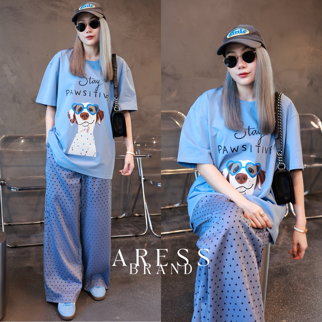 Blue Pawsitive Set AR990 ชุดเซ็ตเสื้อ+กางเกง