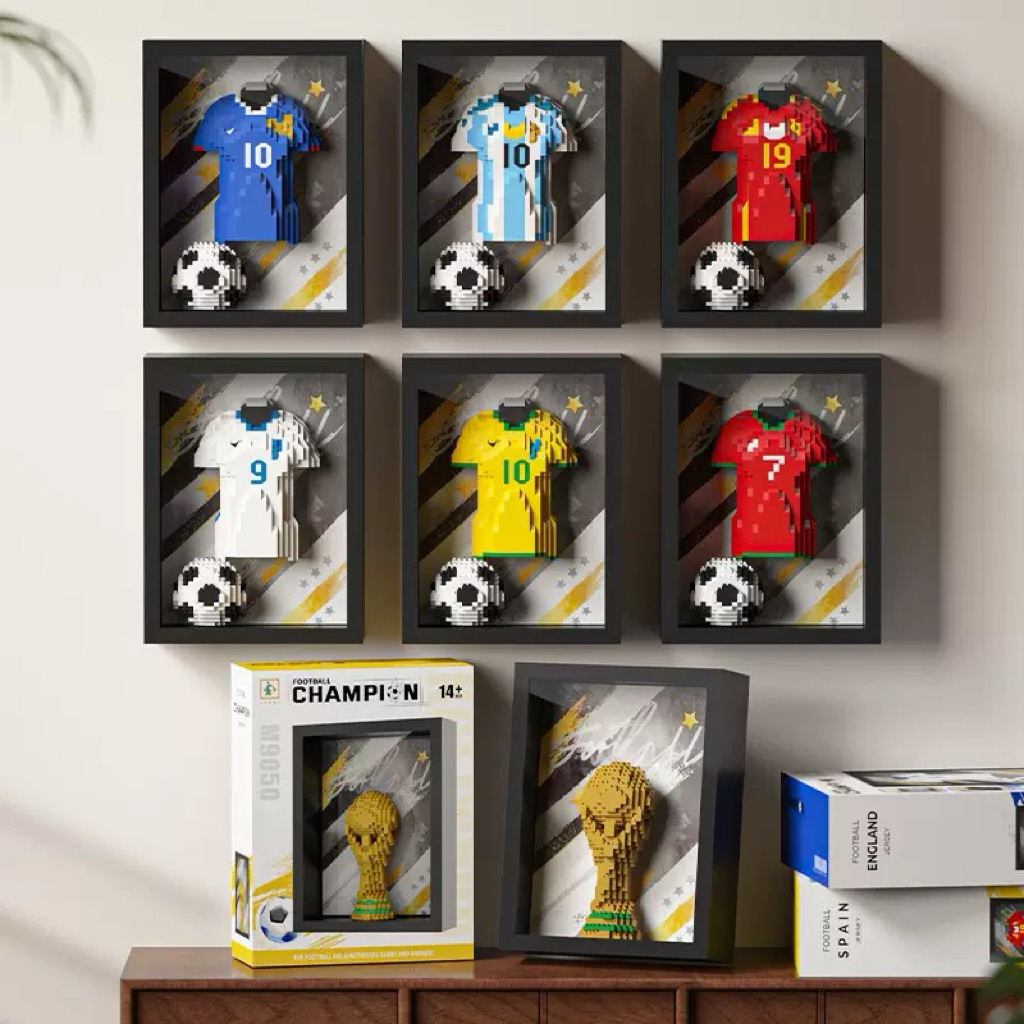 พร้อมส่งในไทย ตัวต่อนาโนเสื้อฟุตบอลในกรอบรูป Jersey in frame football world cup 2026
