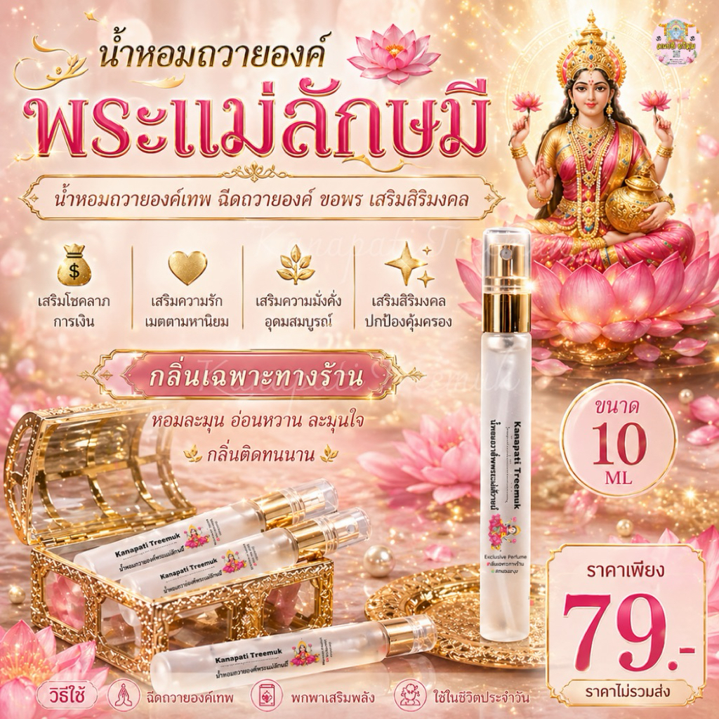 น้ำหอมกลิ่นพระแม่ลักษมี 🪷น้ำหอมถวายองค์เทพ ฉีดถวายองค์ ขอพร เสริมสิริมงคล กลิ่นเฉพาะทางร้าน หอมละมุน