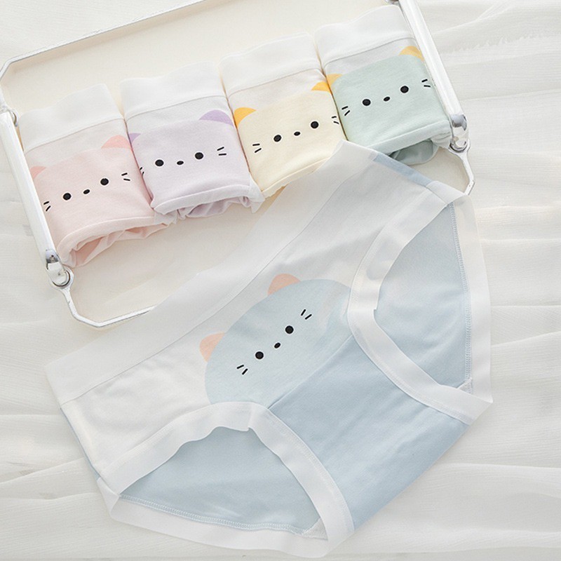CHIC BRA [แพ็ค 5 ตัว] Cat collection กางเกงในลายแมว กางเกงในเนื้อผ้านุ่ม ยืดหยุ่นได้ดีทรงเต็มทรง ราคา ถูกที่สุด ดีลบีเคเค แกลเลอรีภาพที่ 7