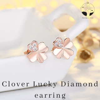 MNL💗 Clover Lucky Diamond สีเงิน ต่างหู ใบโคลเวอร์ เครื่องประดับ นำโชค มินิมอล เรียบหรู ใส่ได้ทุกวัน แฟชั่น ของขวัญ สวย