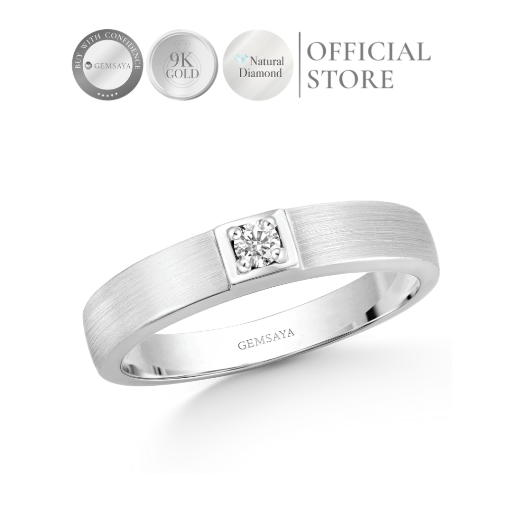 GEMSAYA แหวนเพชร R2067 เรือน9K เพชรแท้น้ำ99 VVS