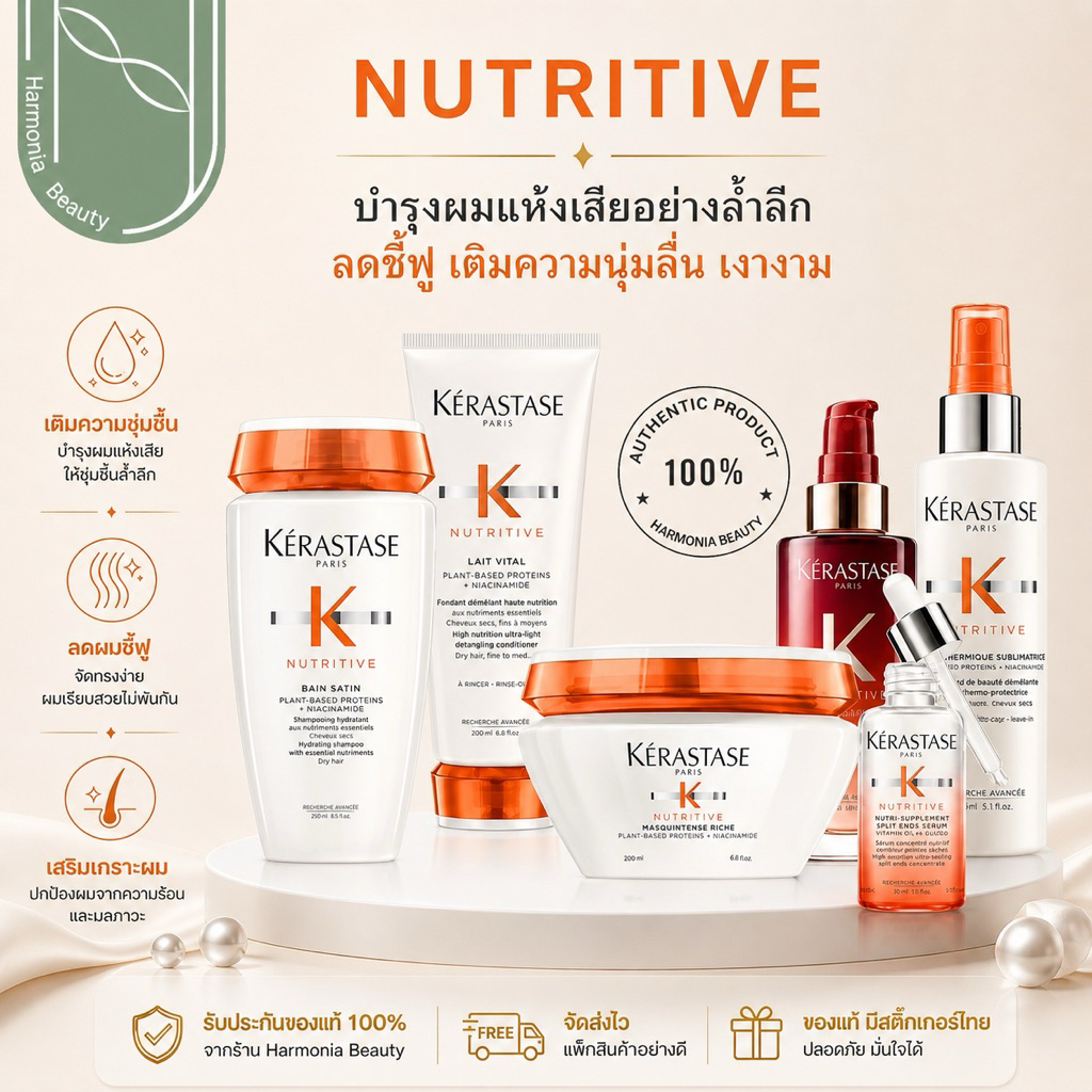 [ครบชุด] KERASTASE NUTRITIVE แชมพู/มาส์ก/คอนดิชันเนอร์/ออยล์ สำหรับดูผมแห้งมาก กระด้างขาดความเงางาม