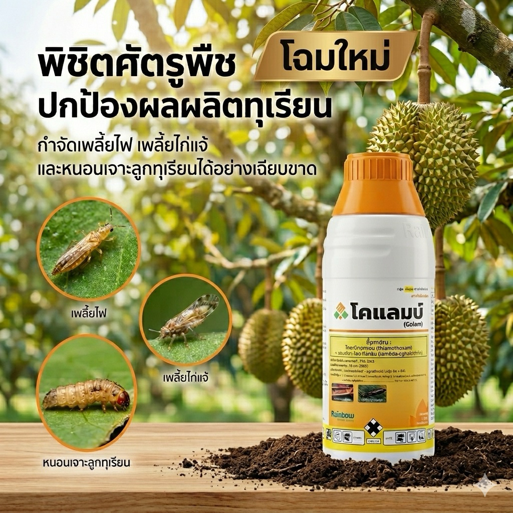 โคแลมป์(ไทอะมีทอกแซม-เเลมบ์ดา-ไซฮาโลทริน)เพลี้ยไฟ,เพลี้ยอ่อน,เพลี้ยจักจั่น,แมลงปากดูด,หนอนต่างๆ ขนาด1000ซีซี