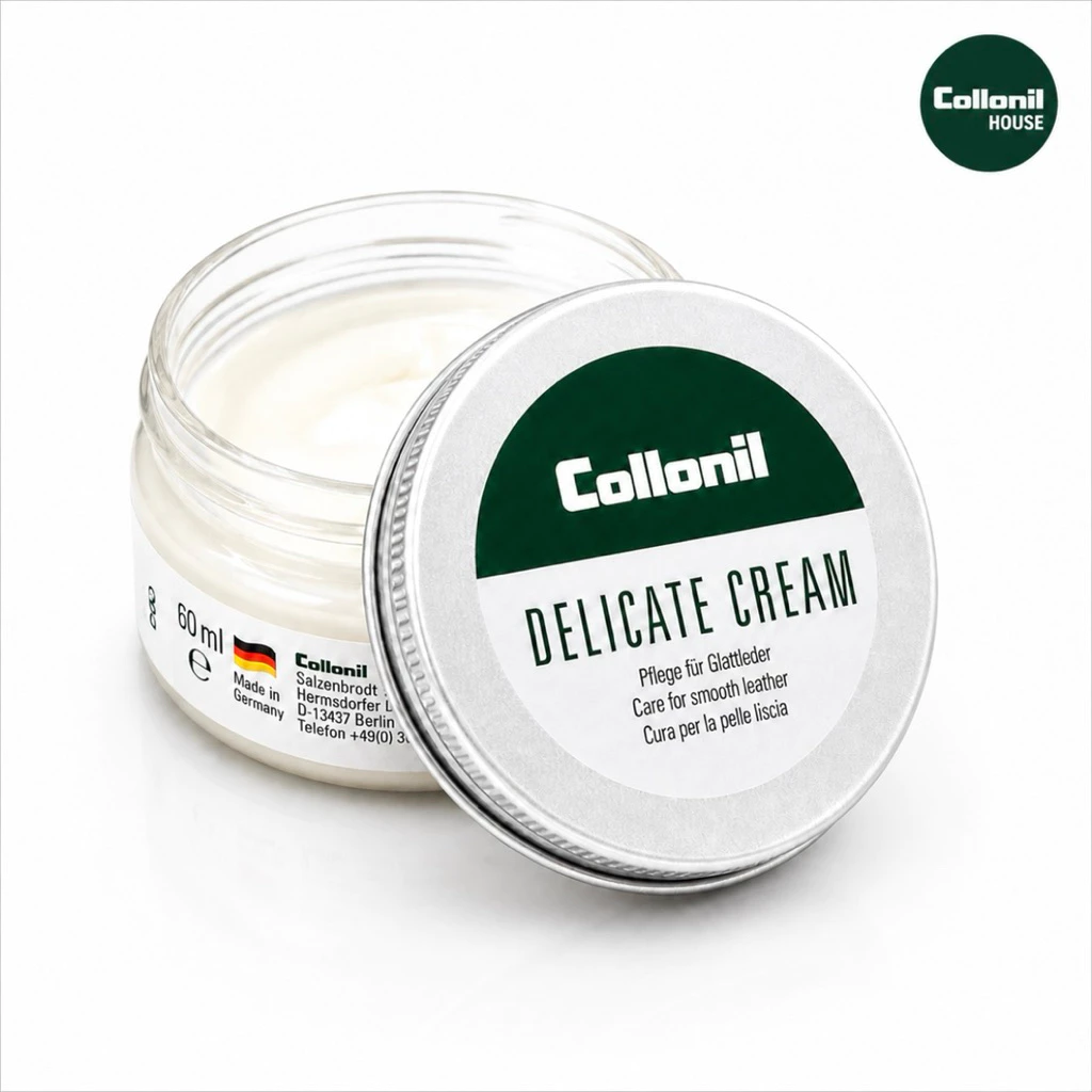 [แถมฟรี ผ้าเช็ด 150 บาท] Collonil Delicate Cream 60 ml. ครีมทำความสะอาดหนังแท้ หนังคาเวียร์ หนังวัว หนังแกะ หนังแพะ