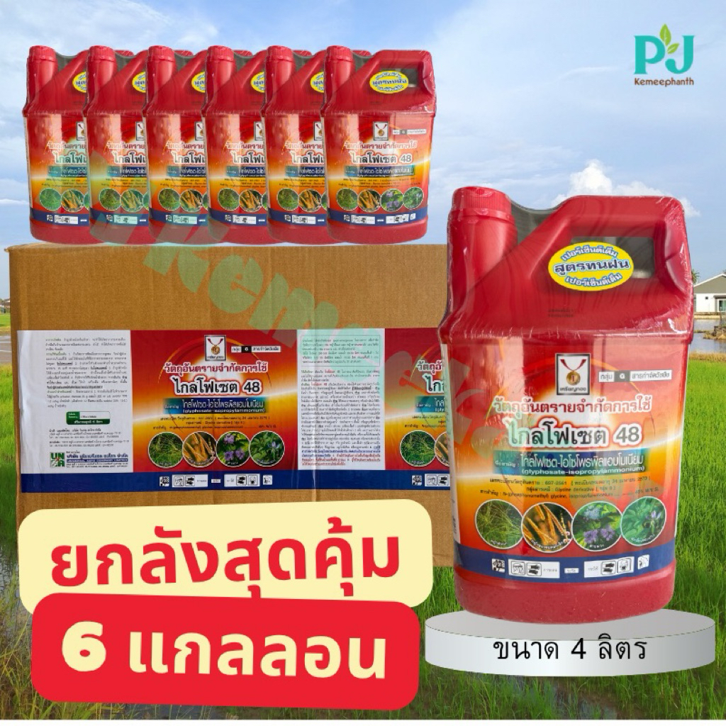 ไกลเหรียญทอง ขนาด 4 ลิตร<<ยกลัง 6 แกลลอน>>ใบกว้าง ใบแคบ แบบ ดู ด ซึ ม