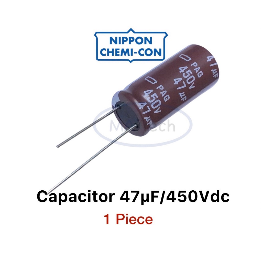 47uf 450v คาปาซิเตอร์ 47uF450V Capacitor 450v47uf ขาห่าง 7.5มม จำนวน 1 ชิ้น ยี่ห้อ NIPPON